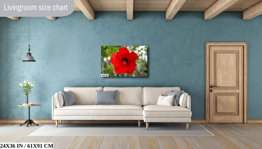 Ruby Blooms: Red Hawaiian Hibiscus Flower Photography Tropical Home Decor Wall Art Print