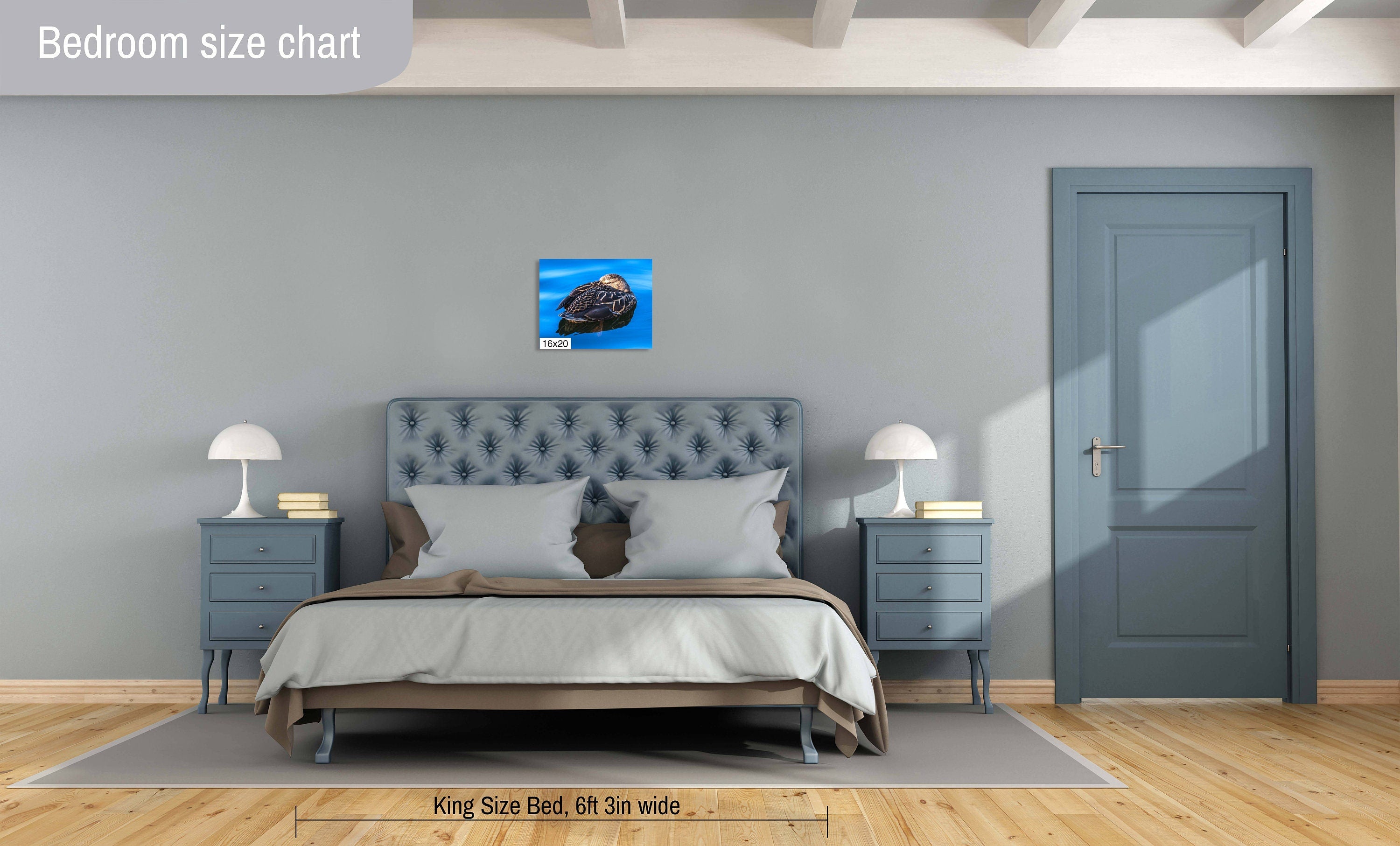 Dreaming Duck: Wall Art Nursery Home Minimalist Animal Bird Photography Duck Canvas Metal Print