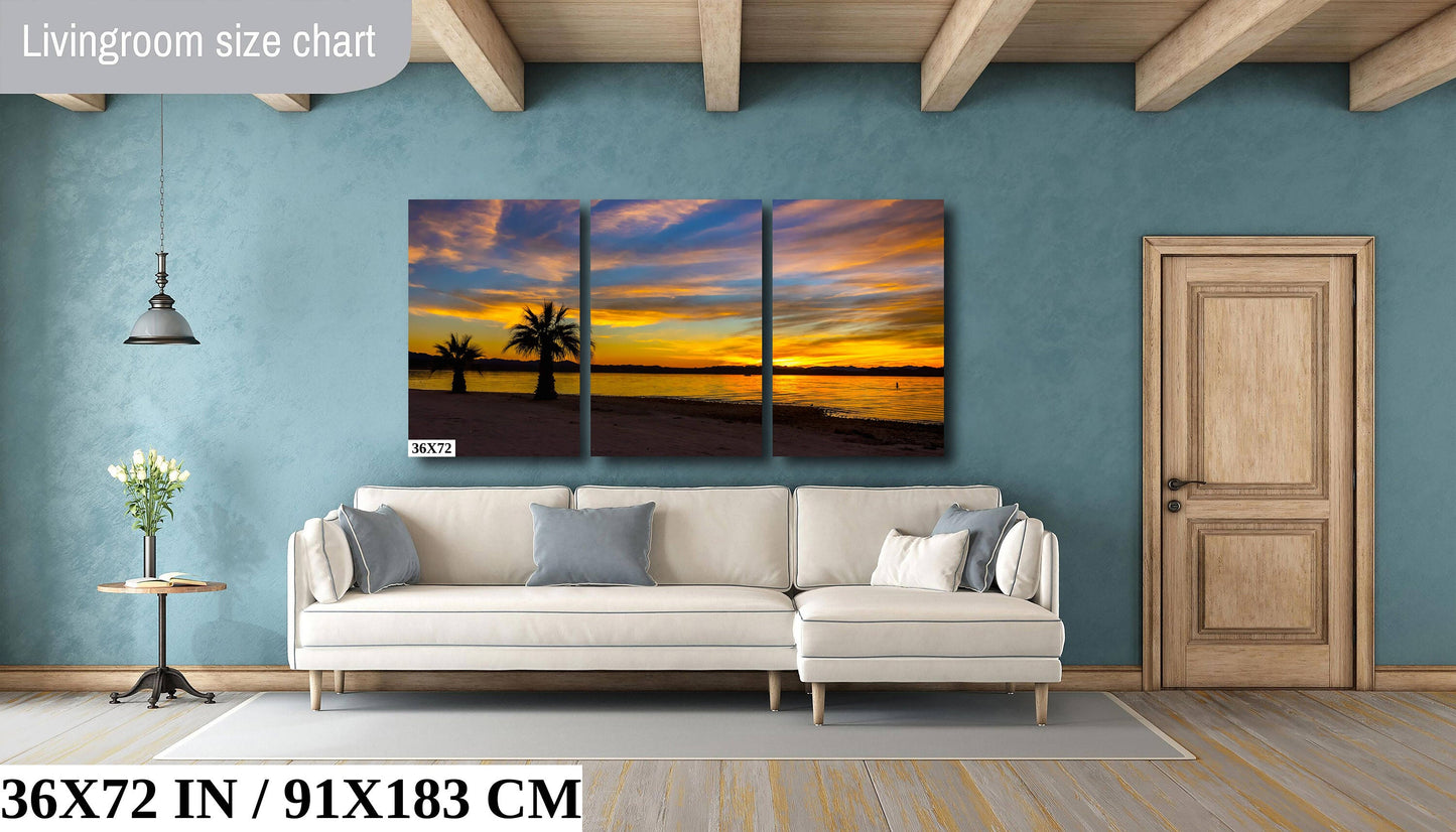Lake Havasu Sunset: Arizona Palm Trees, Desert Landscape Photography Wall Arty