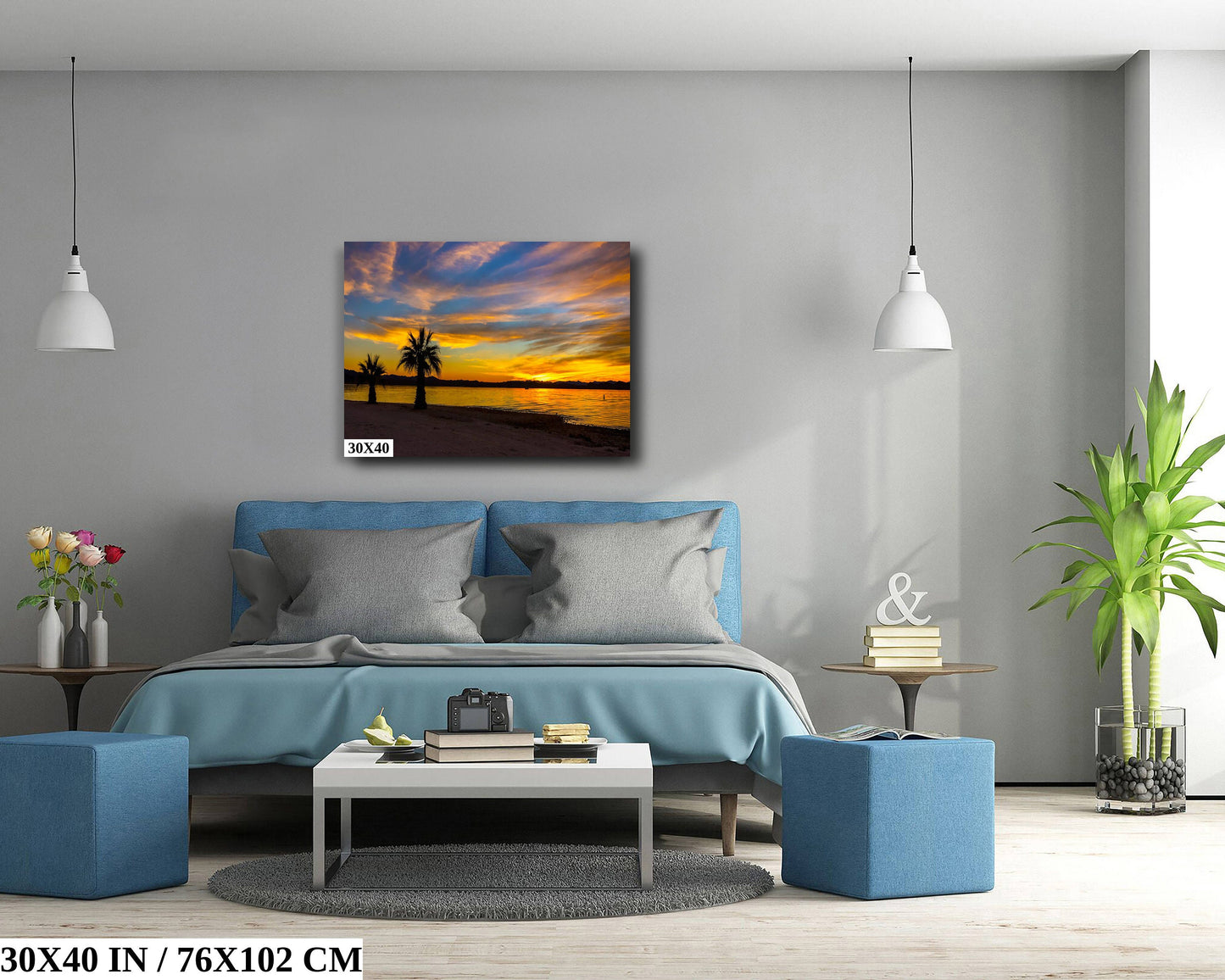 Lake Havasu Sunset: Arizona Palm Trees, Desert Landscape Photography Wall Arty