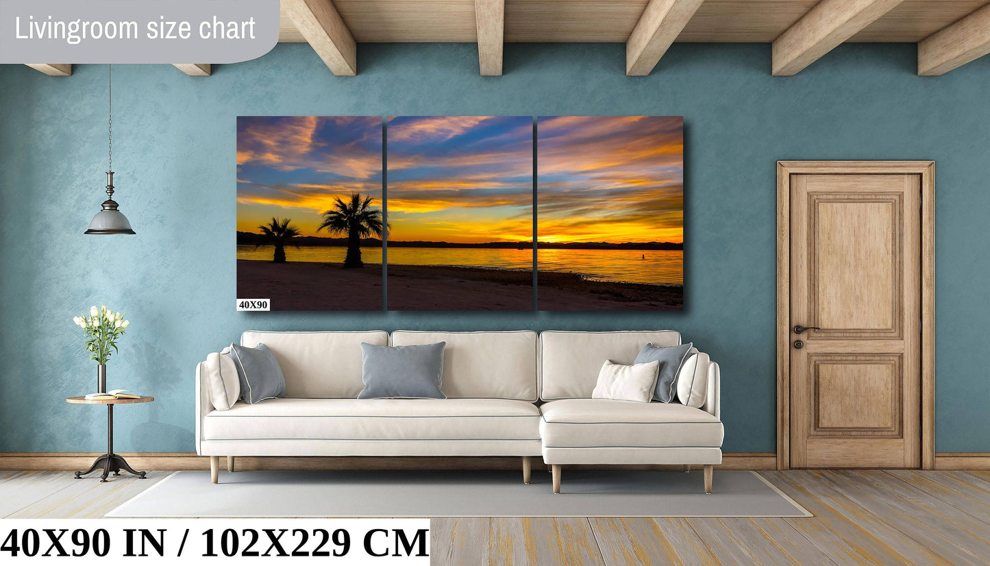 Lake Havasu Sunset: Arizona Palm Trees, Desert Landscape Photography Wall Arty
