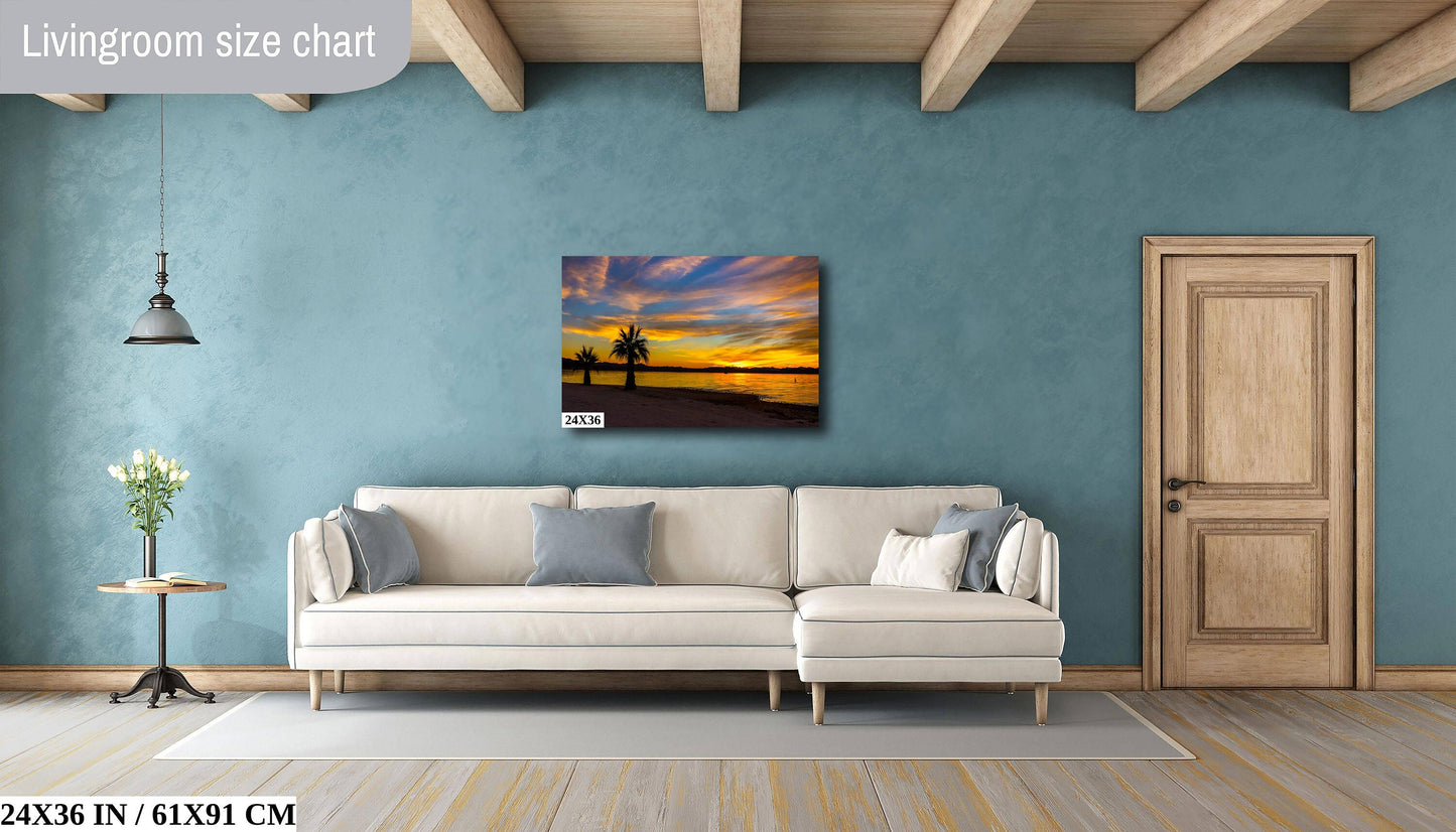 Lake Havasu Sunset: Arizona Palm Trees, Desert Landscape Photography Wall Arty