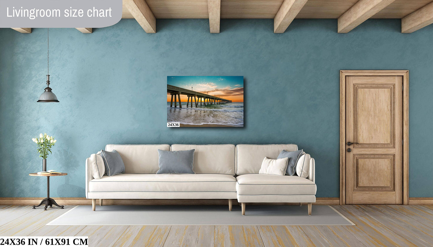 Coastal Awakening: Wrightsville Beach Photography Jonnie Mercers Fishing Pier North Carolina Architectural Seascape Wall Art