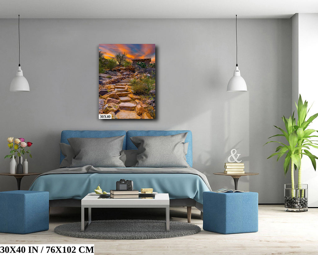 Mystique of Stone Stairs: Saguaro National Park Tucson Arizona Portrait Desert Photography Wall Art