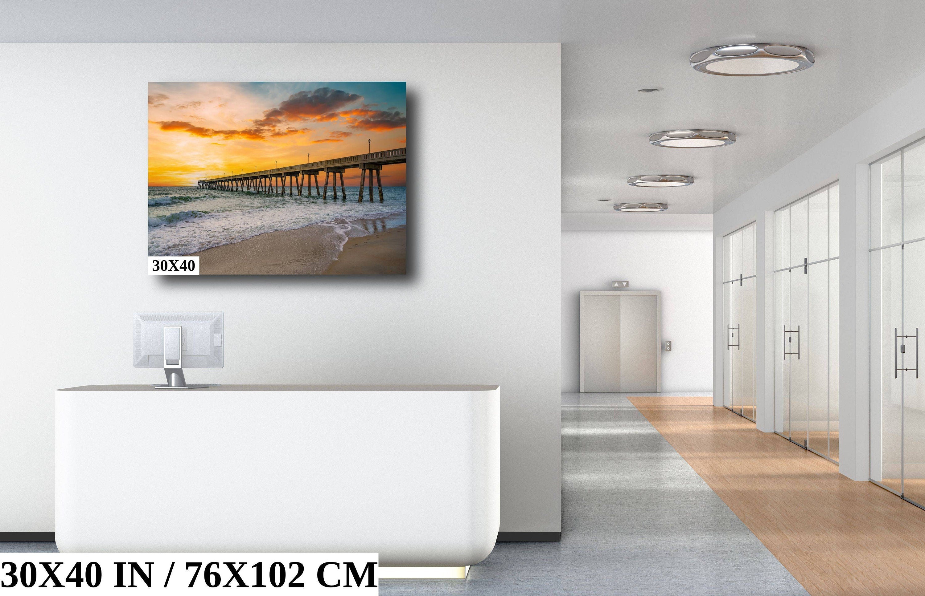 Seaside Renewal: Wrightsville Beach Photography North Carolina Seascape Wall Art Ocean Sunrise Metal Canvas Print