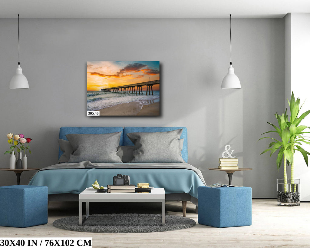 Seaside Renewal: Wrightsville Beach Photography North Carolina Seascape Wall Art Ocean Sunrise Metal Canvas Print
