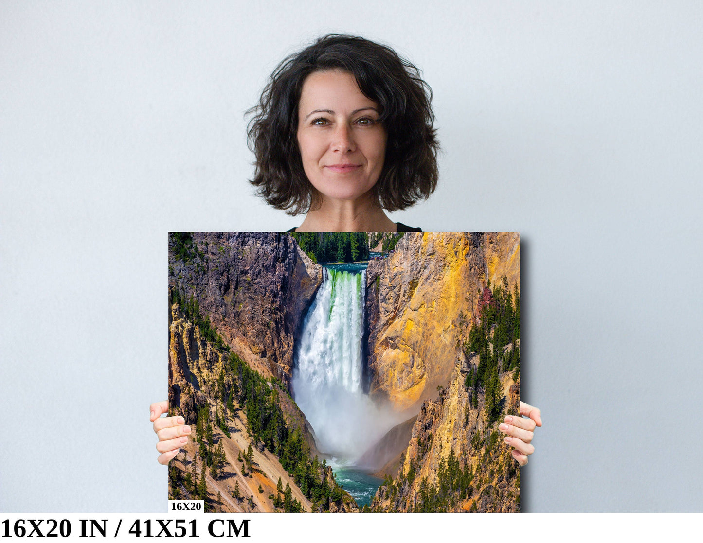 Waterfall Symphony: Lower Falls of the Yellowstone River Photography National Park Wall Art Canvas Print