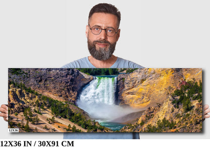 Waterfall Symphony: Lower Falls of the Yellowstone River Photography National Park Wall Art Canvas Print