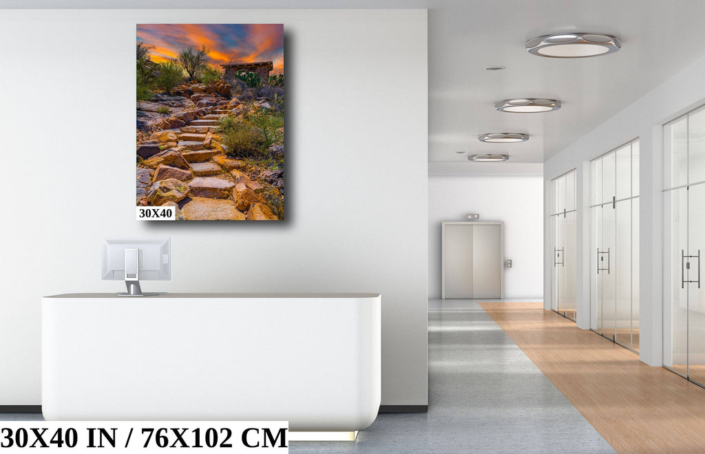 Mystique of Stone Stairs: Saguaro National Park Tucson Arizona Portrait Desert Photography Wall Art