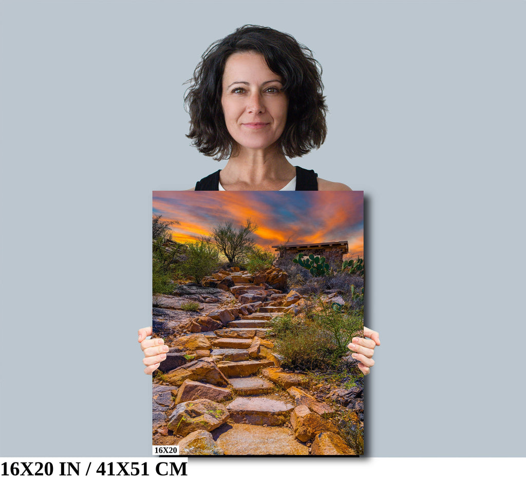 Mystique of Stone Stairs: Saguaro National Park Tucson Arizona Portrait Desert Photography Wall Art