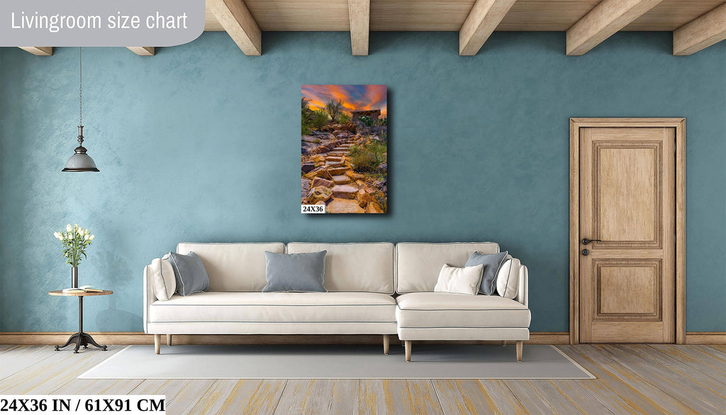 Mystique of Stone Stairs: Saguaro National Park Tucson Arizona Portrait Desert Photography Wall Art