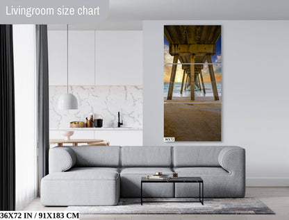 Pier Perspective: View Underneath Johnny Mercer Pier Photography Canvas Print North Carolina Seascape Wall Art