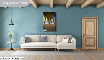 Pier Perspective: View Underneath Johnny Mercer Pier Photography Canvas Print North Carolina Seascape Wall Art