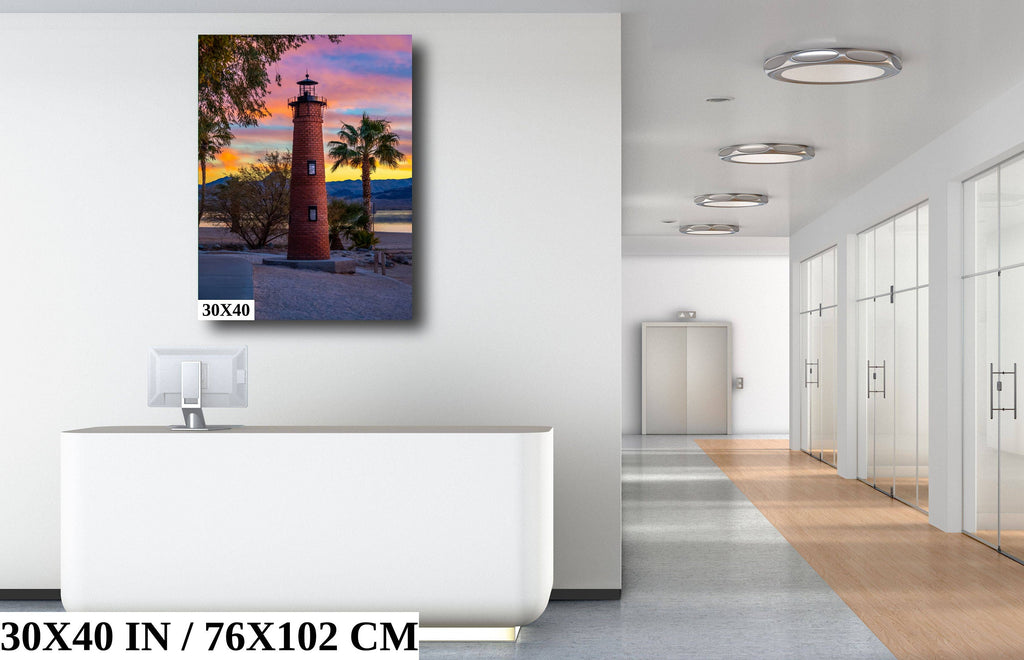 Lighthouse Glow Lake Havasu at Sunset Arizona Photography Wall Art