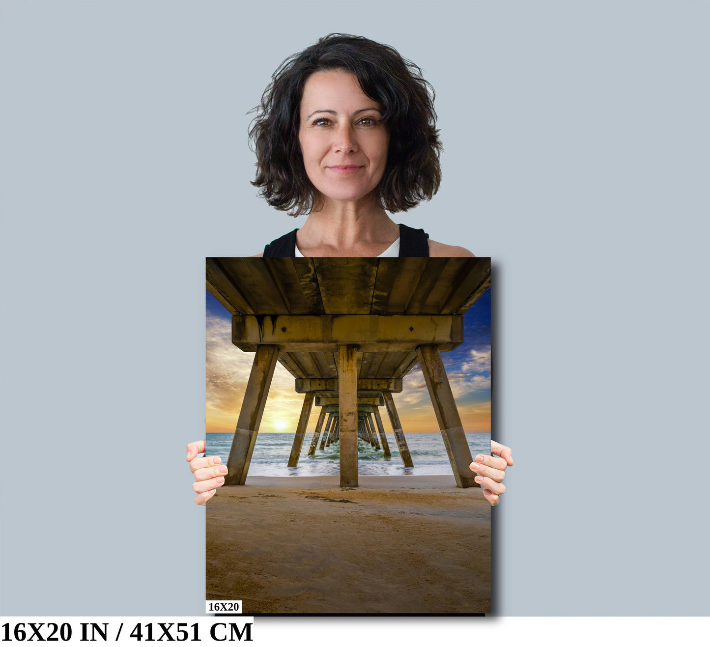 Pier Perspective: View Underneath Johnny Mercer Pier Photography Canvas Print North Carolina Seascape Wall Art