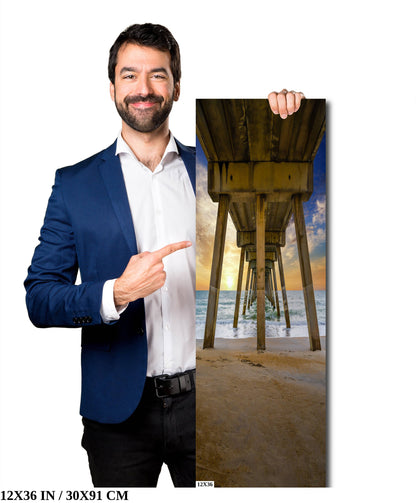 Pier Perspective: View Underneath Johnny Mercer Pier Photography Canvas Print North Carolina Seascape Wall Art