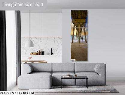 Pier Perspective: View Underneath Johnny Mercer Pier Photography Canvas Print North Carolina Seascape Wall Art