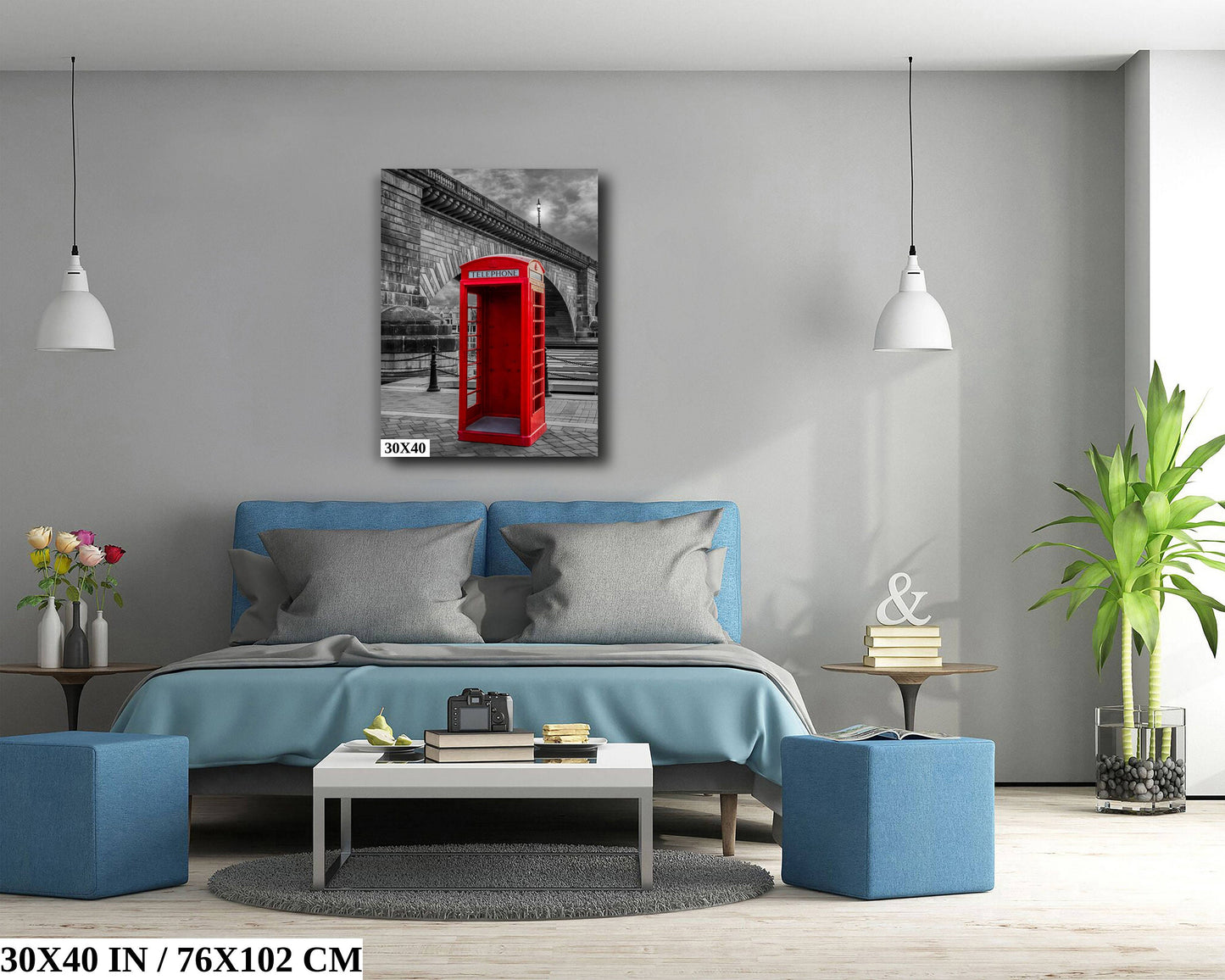 Red Phone Booth: London Bridge Photography Wall Art