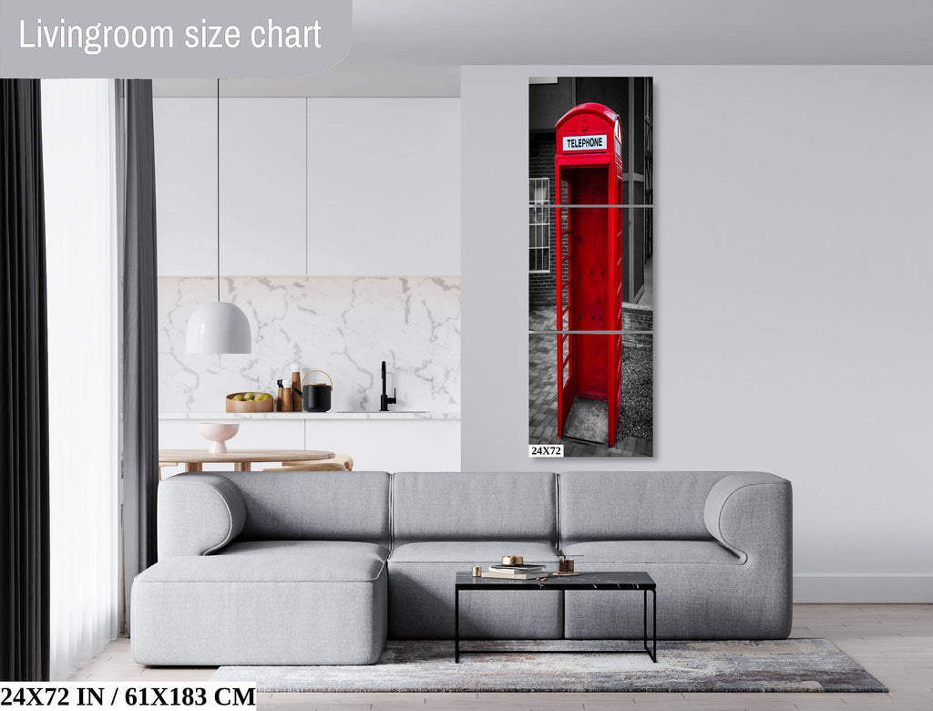 Red Phone Booth Classic English Telephone Box Photography Wall Art