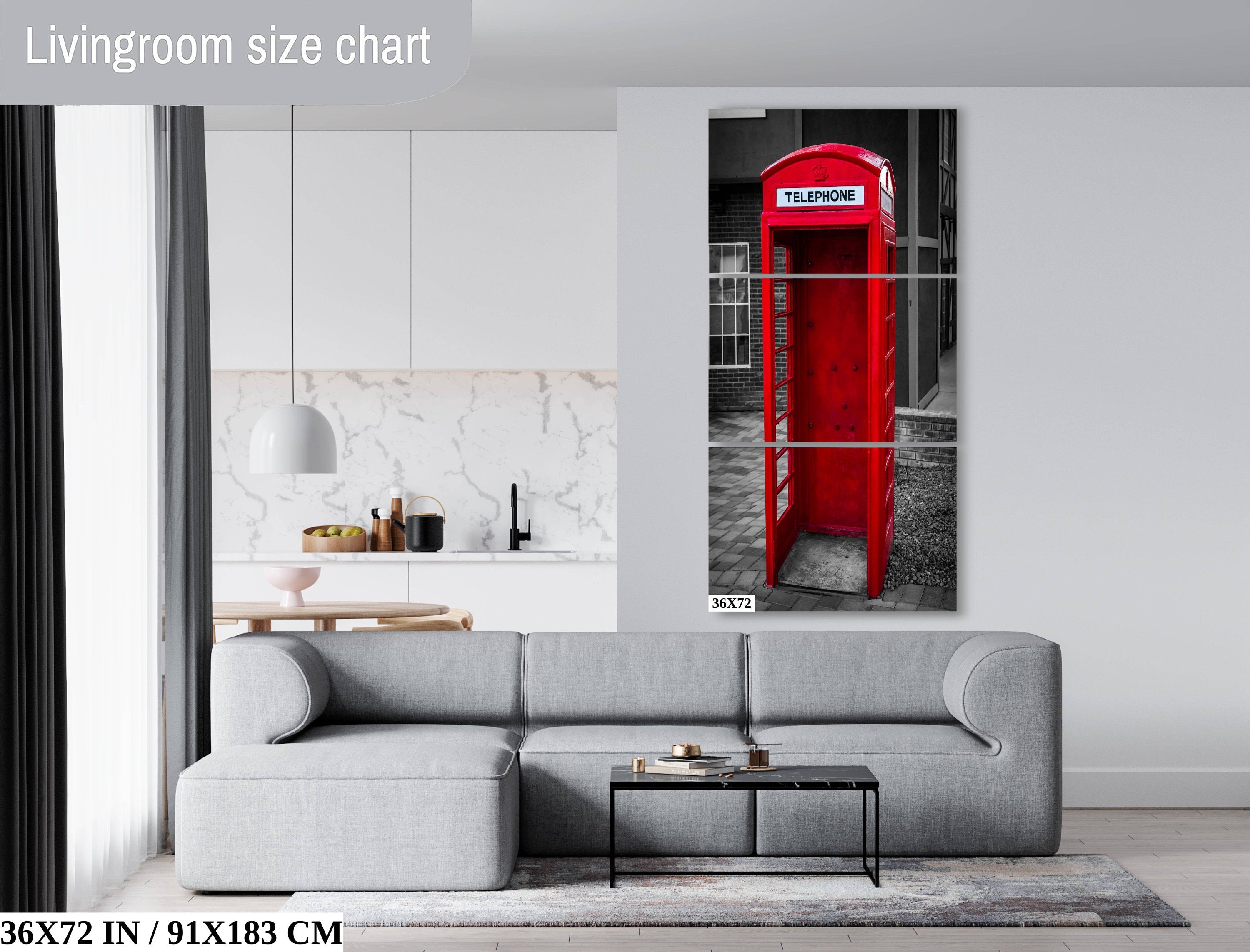Red Phone Booth Classic English Telephone Box Photography Wall Art