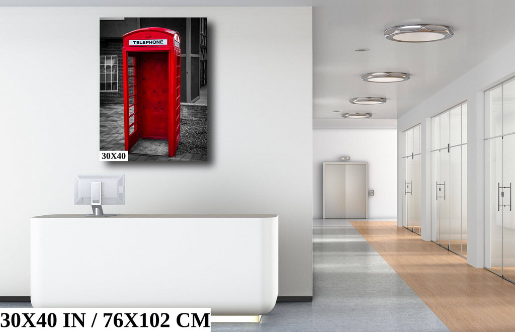 Red Phone Booth Classic English Telephone Box Photography Wall Art