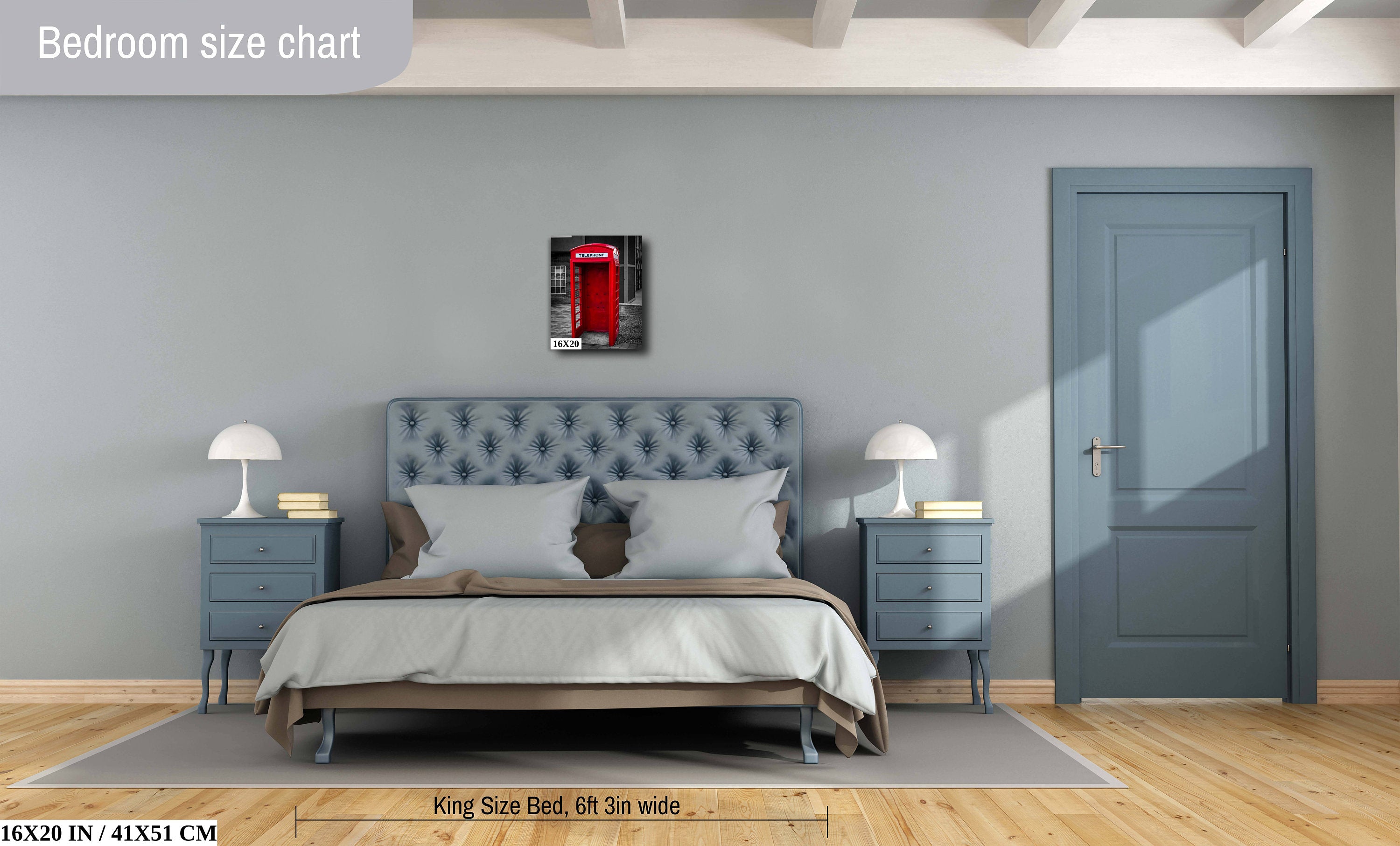 Red Phone Booth Classic English Telephone Box Photography Wall Art