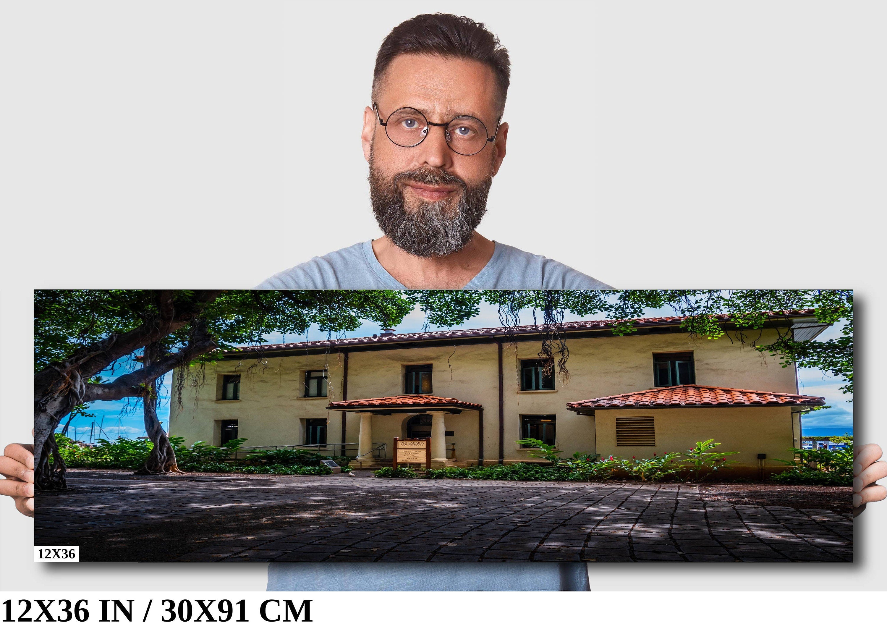 Old Lahaina Courthouse Print: Black and White Maui Wall Art