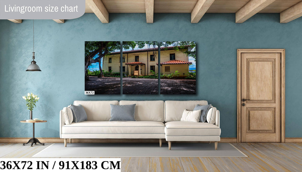 Old Lahaina Courthouse Print: Black and White Maui Wall Art