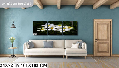 Blooms of Eternity: Hawaiian White Plumeria Flower Photography Wall Art Nature Canvas Print