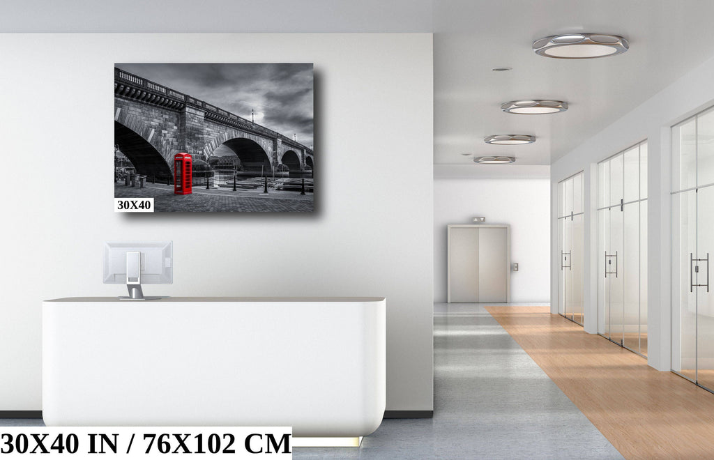 Red Phone Booth: London Bridge Photography Wall Art