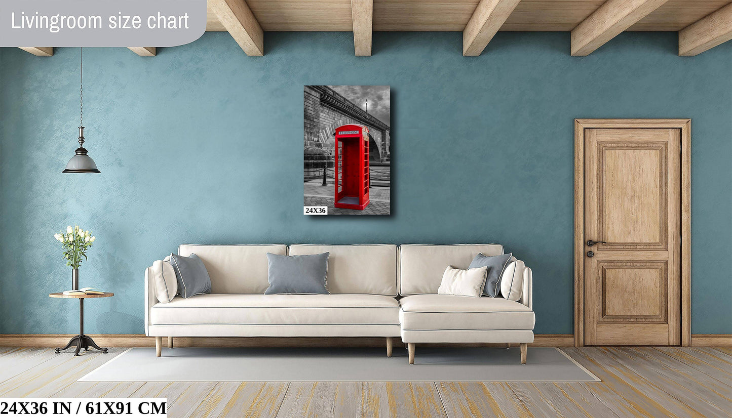 Red Phone Booth: London Bridge Photography Wall Art