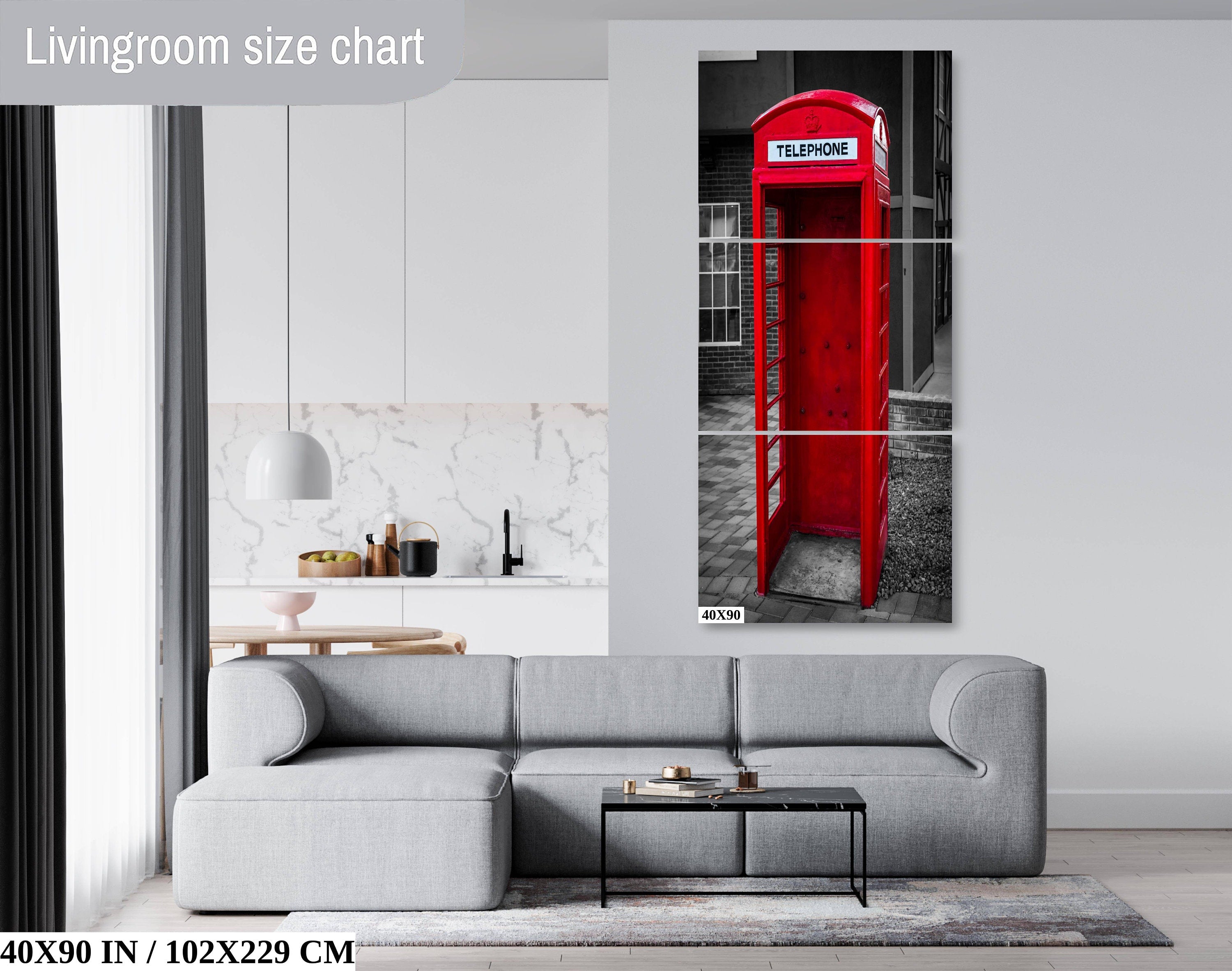 Red Phone Booth Classic English Telephone Box Photography Wall Art