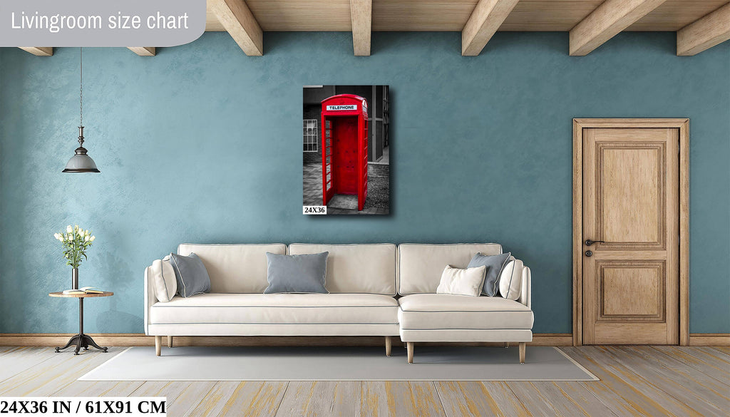Red Phone Booth Classic English Telephone Box Photography Wall Art