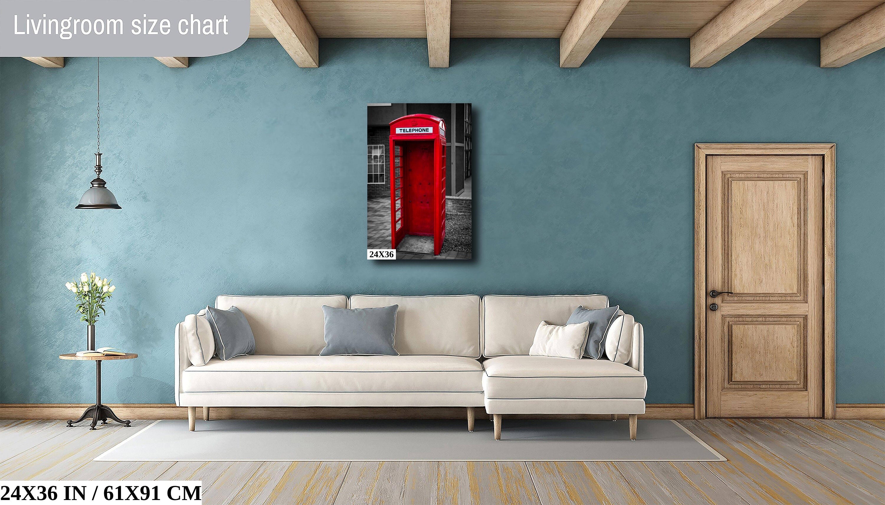 Red Phone Booth Classic English Telephone Box Photography Wall Art