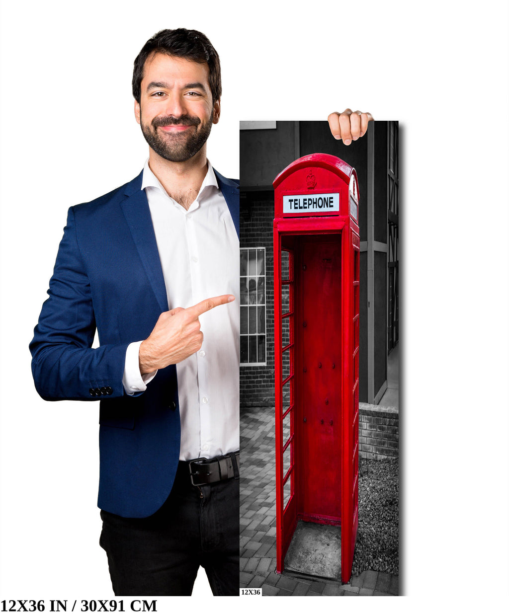 Red Phone Booth Classic English Telephone Box Photography Wall Art