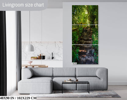 Steps to Enchantment: Pipiwai Trail Stairs Haleakala Maui Hawaii Photography Nature Canvas Print Wall Art
