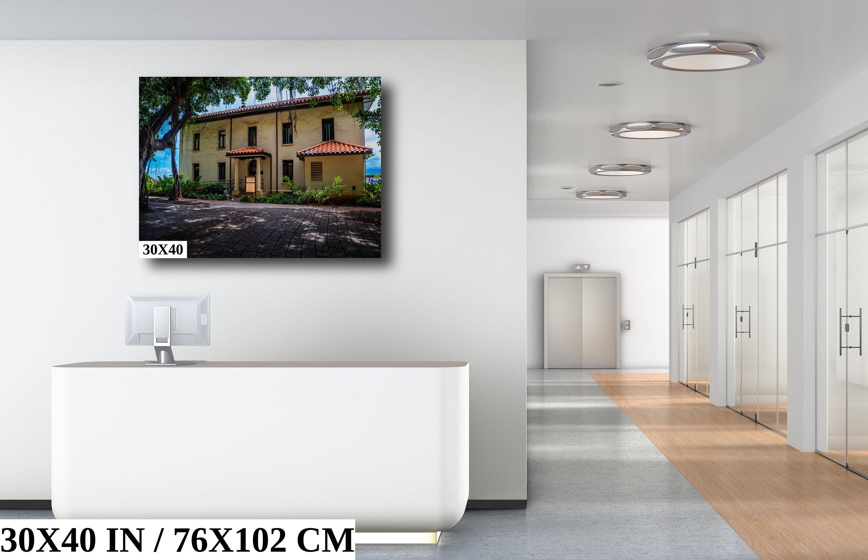 Old Lahaina Courthouse Print: Black and White Maui Wall Art