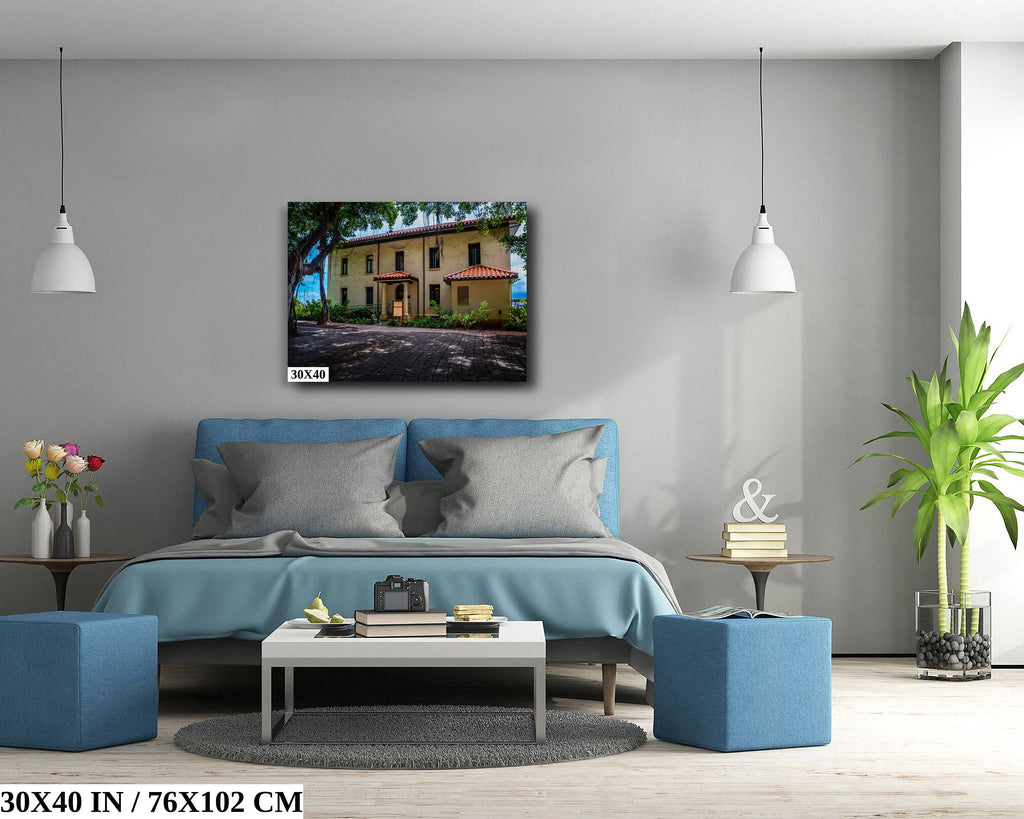 Old Lahaina Courthouse Print: Black and White Maui Wall Art