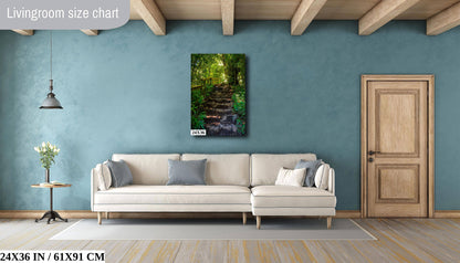 Steps to Enchantment: Pipiwai Trail Stairs Haleakala Maui Hawaii Photography Nature Canvas Print Wall Art