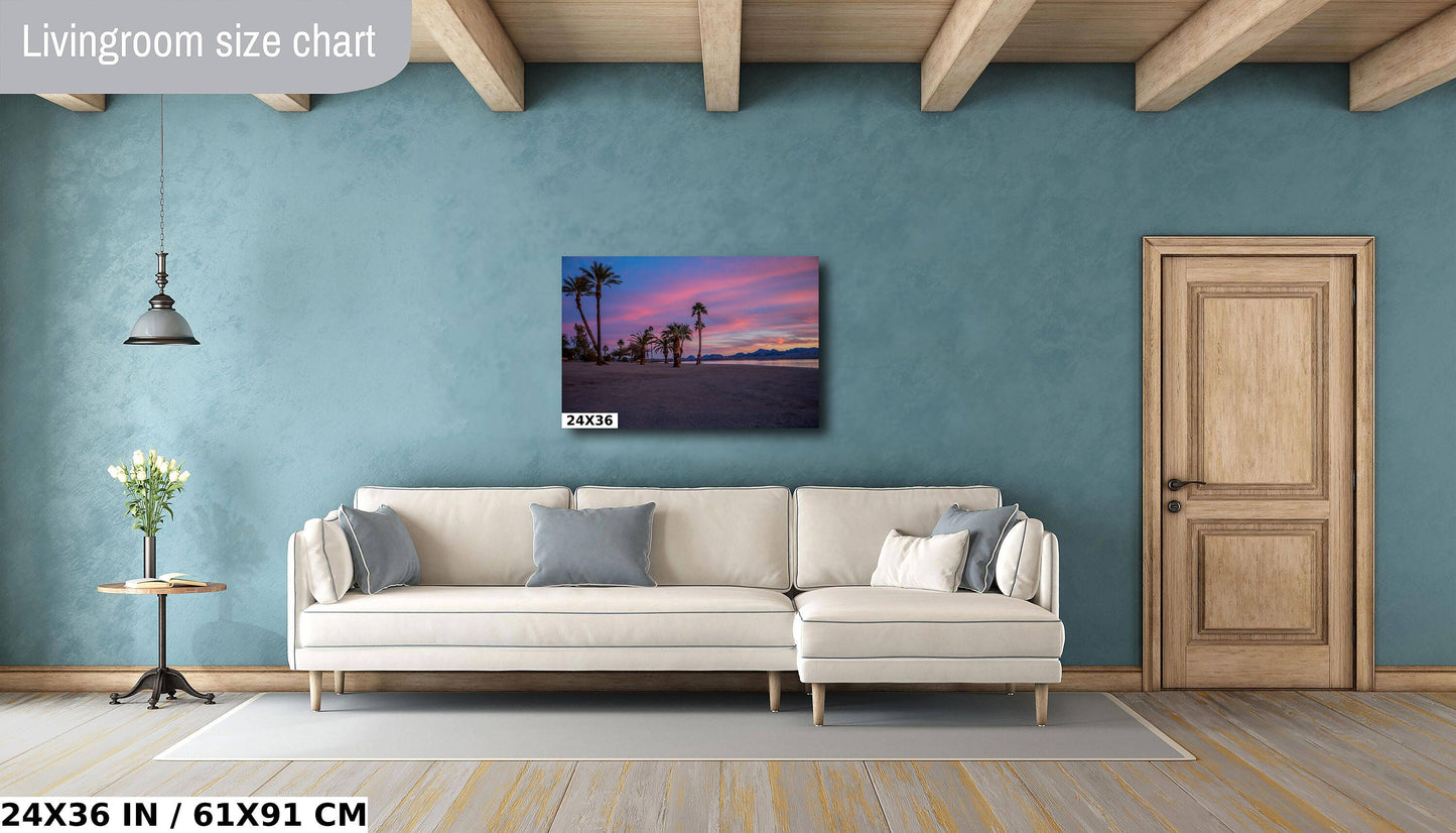 Lake Havasu Palm Tree Sunset: Arizona Beachfront Photography Wall Art