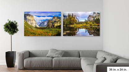 Valley View Serenity: Yosemite National Park Double Wall Art Tunnel View Landscape Photography California Metal Canvas Prints