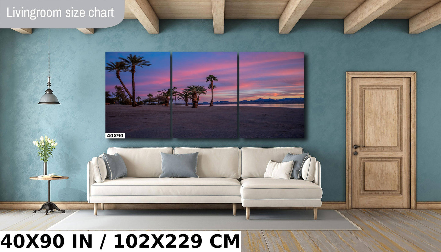 Lake Havasu Palm Tree Sunset: Arizona Beachfront Photography Wall Art