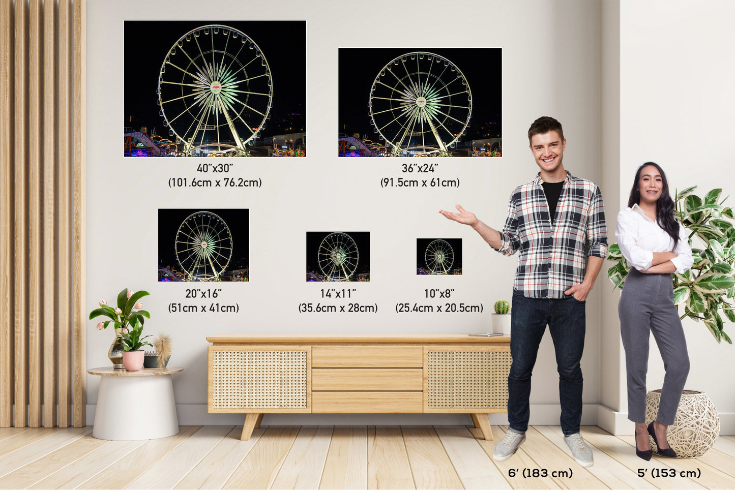 Arizona State Fair Ferris Wheel Night: Neon Carnival Photography Wall Art