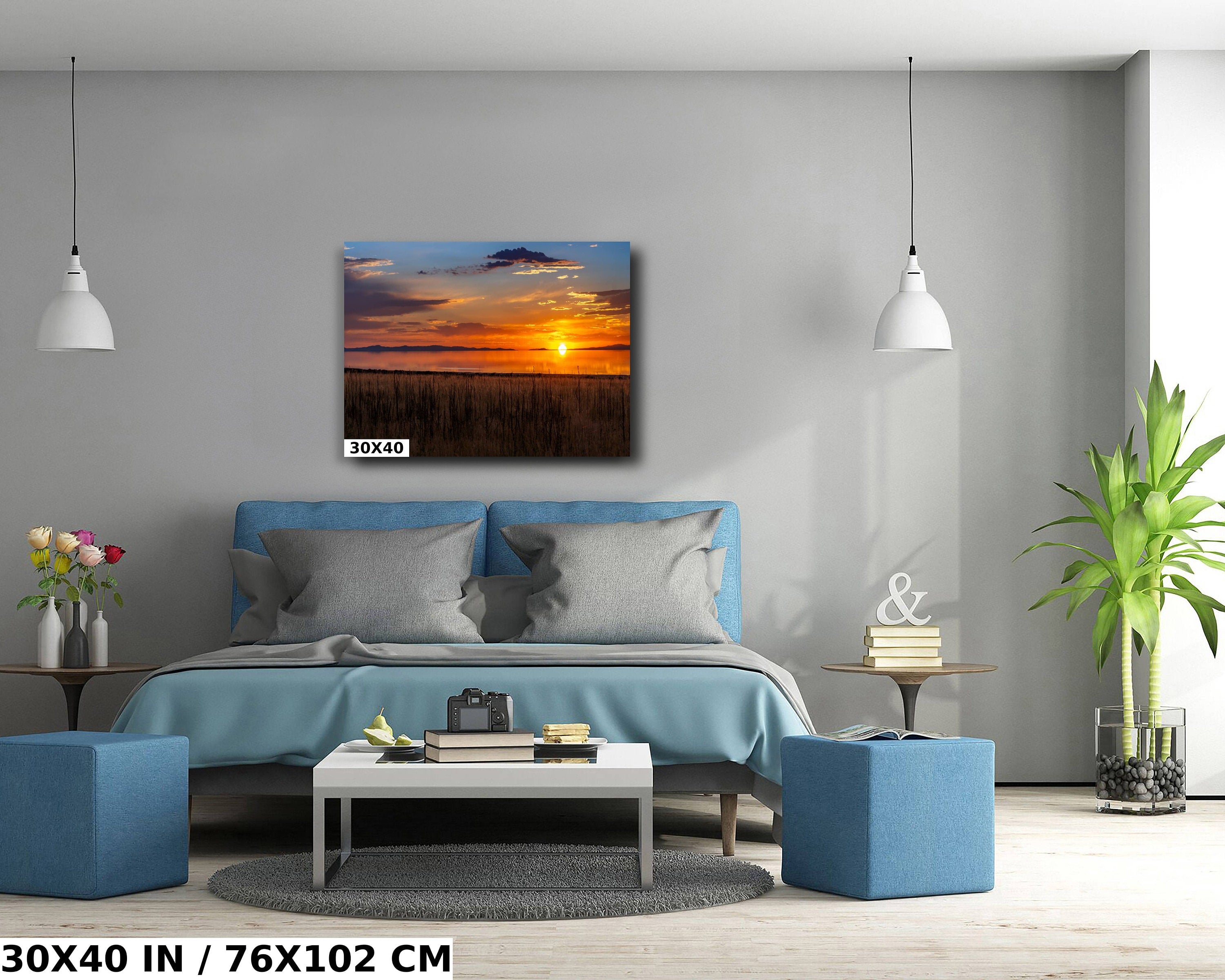 Amber Reflections of Great Salt Lake: Sunset at Antelope Island State Park Print Utah Wall Art