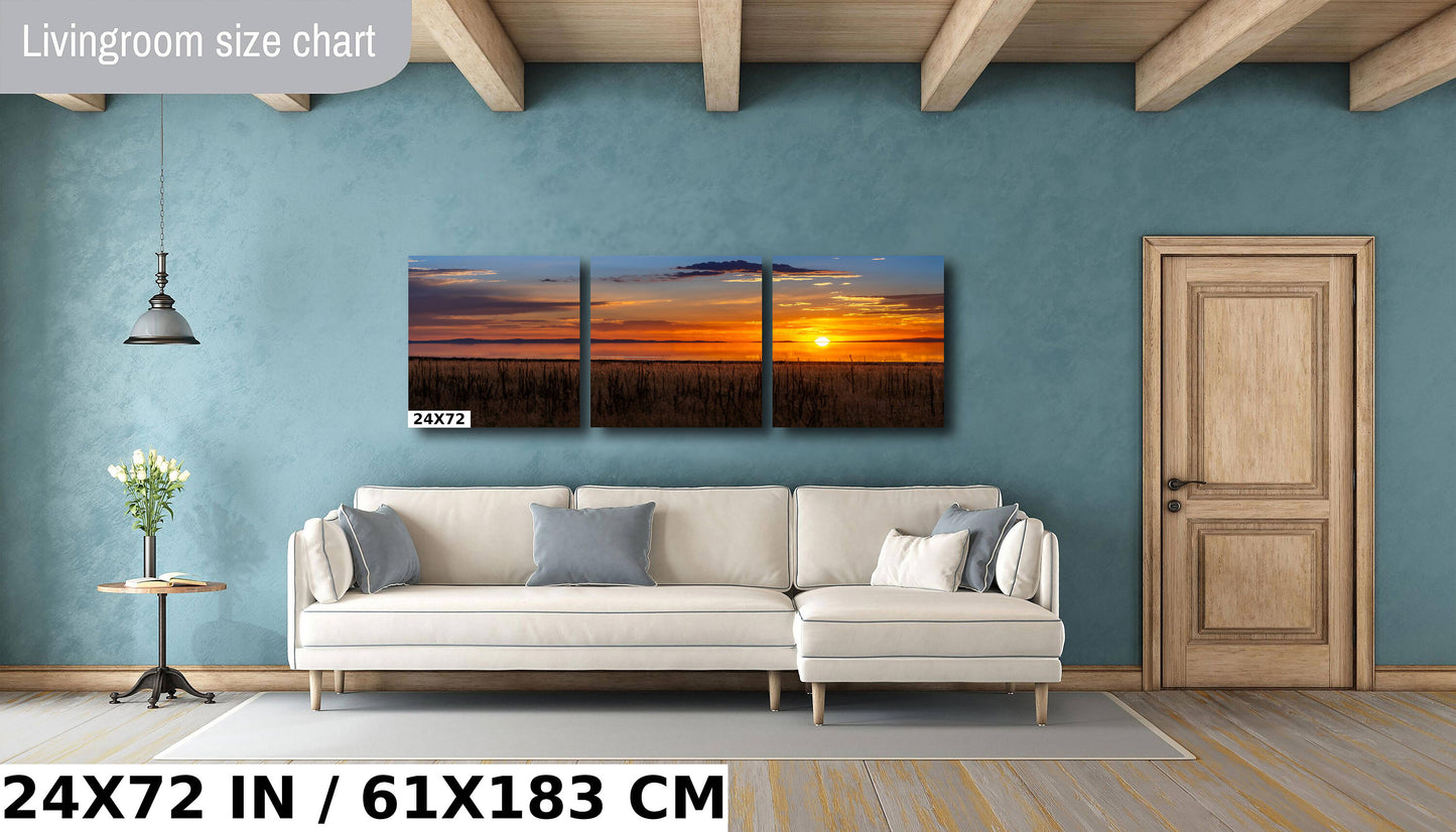 Amber Reflections of Great Salt Lake: Sunset at Antelope Island State Park Metal Aluminium Print Utah Wall Art Photography