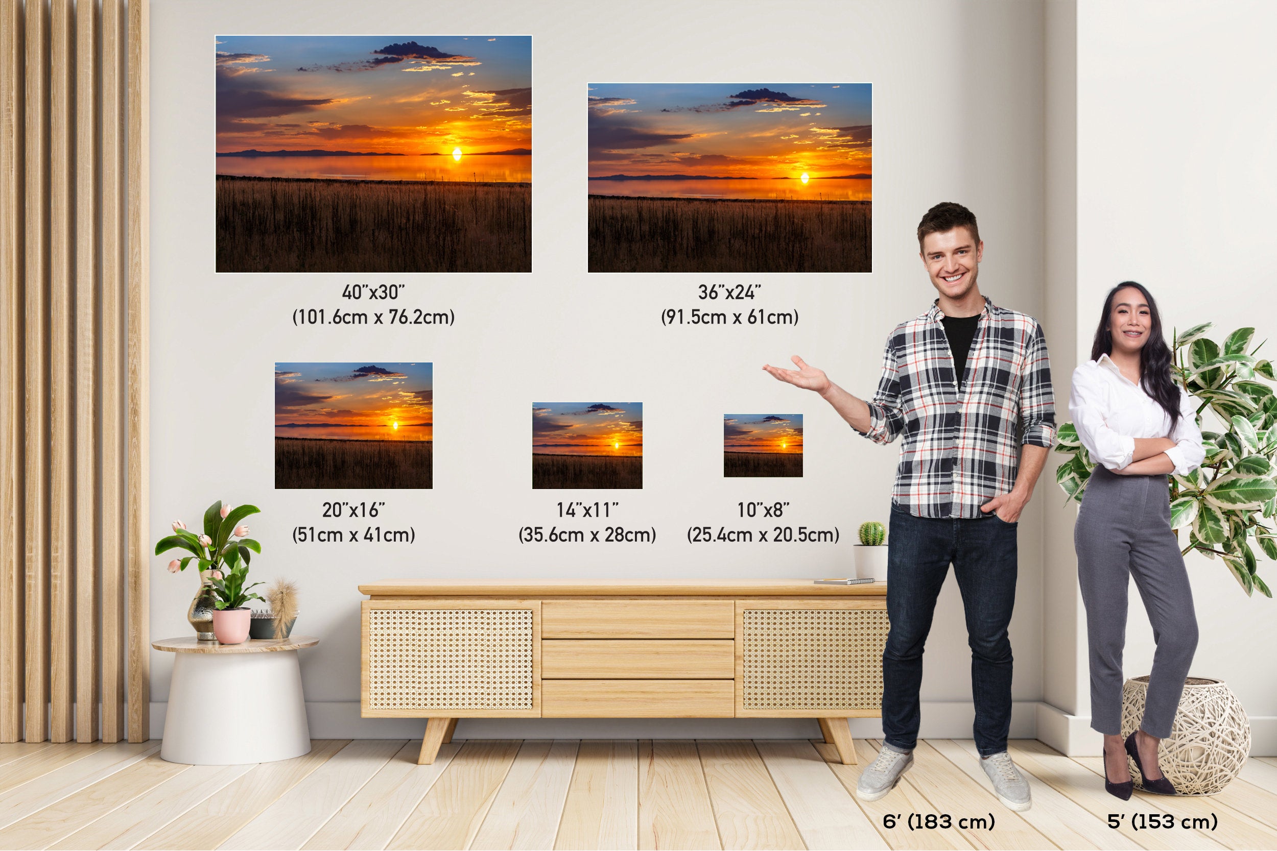 Amber Reflections of Great Salt Lake: Sunset at Antelope Island State Park Print Utah Wall Art