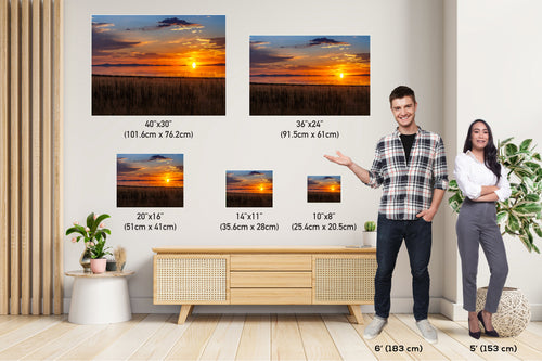 Amber Reflections of Great Salt Lake: Sunset at Antelope Island State Park Print Utah Wall Art