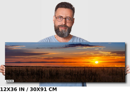 Amber Reflections of Great Salt Lake: Sunset at Antelope Island State Park Metal Aluminium Print Utah Wall Art Photography