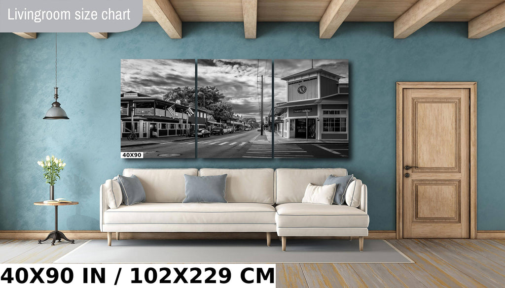 Lahaina Front Street Print: Black and White Maui Historic Photography
