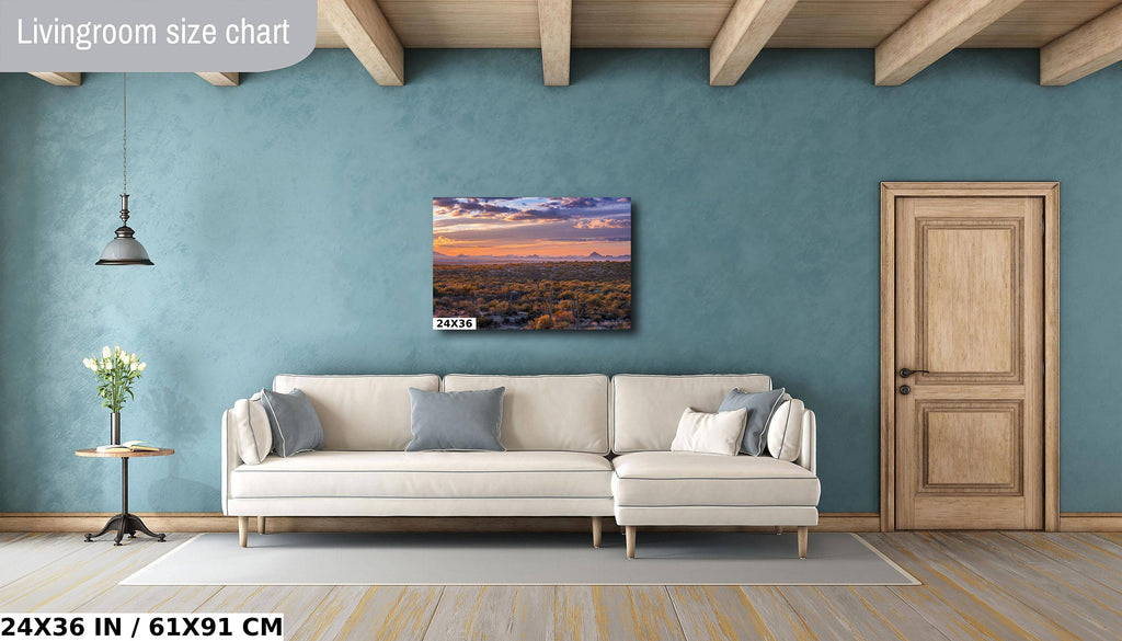 Sonoran Sunset Cactus: Saguaro National Park Landscape Wall Art